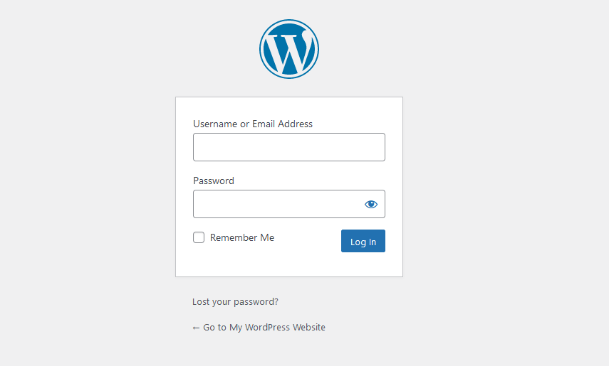 Ekran logowania do WordPressa