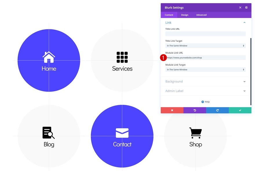 page de navigation des icônes