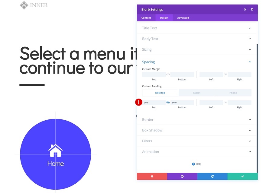 page de navigation des icônes