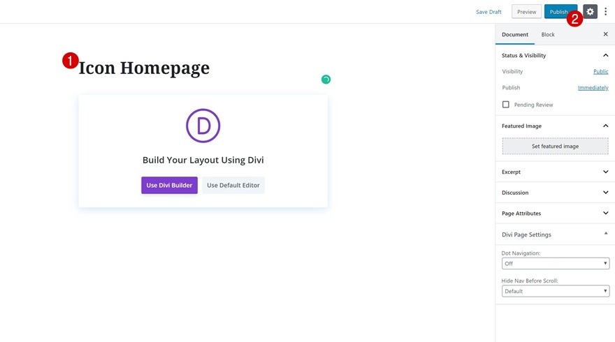 page de navigation des icônes
