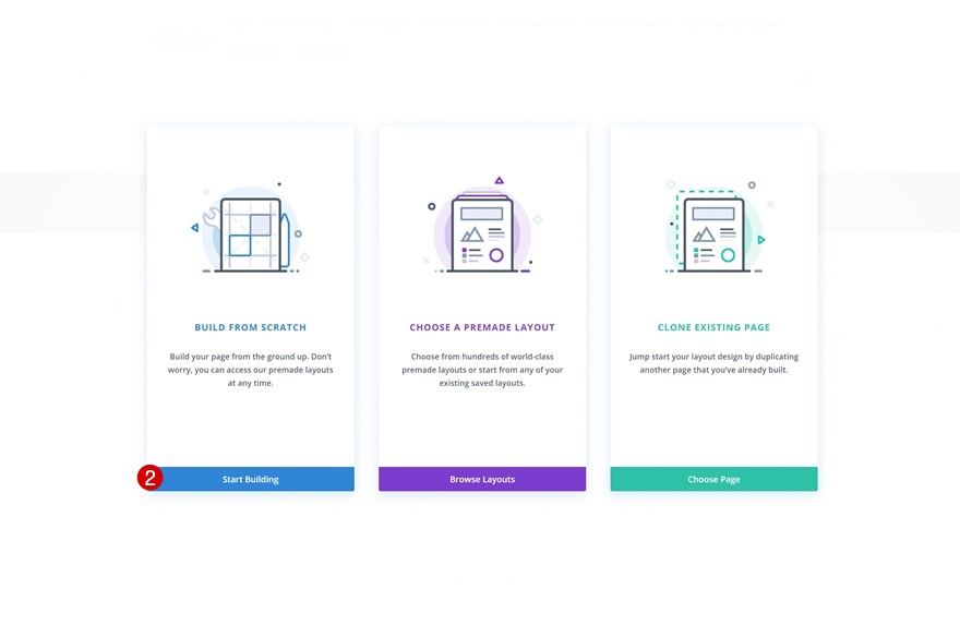 page de navigation des icônes