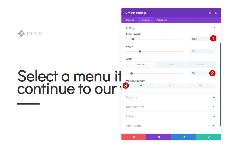 page de navigation des icônes