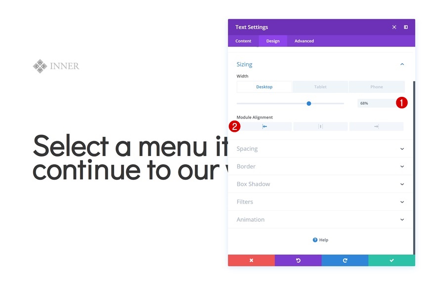 page de navigation des icônes