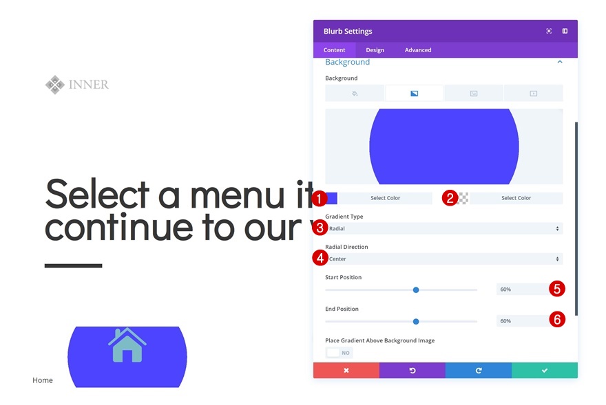 page de navigation des icônes