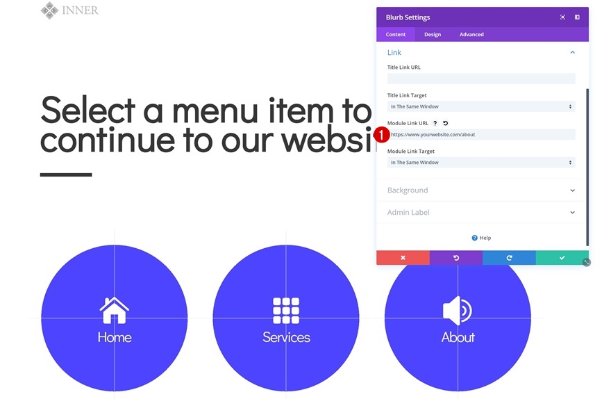 page de navigation des icônes