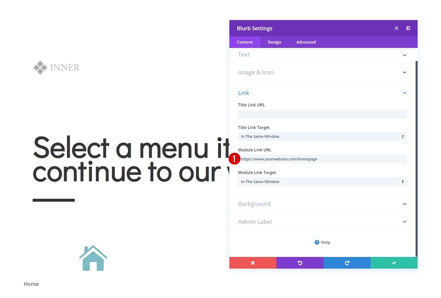 page de navigation des icônes