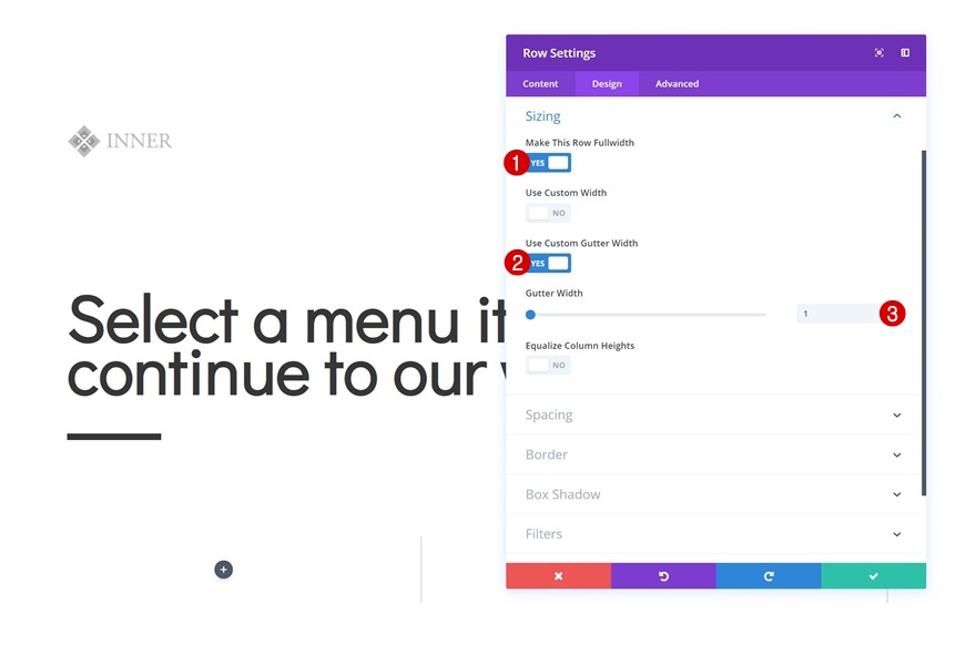 page de navigation des icônes