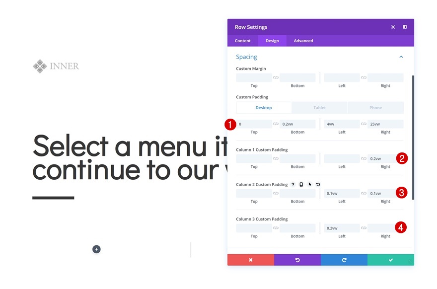 page de navigation des icônes