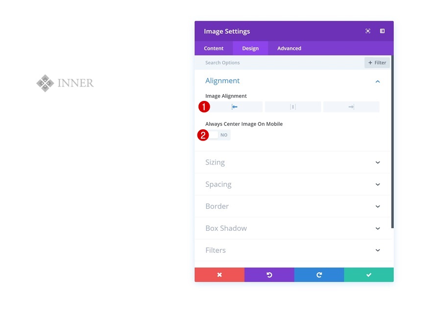 page de navigation des icônes