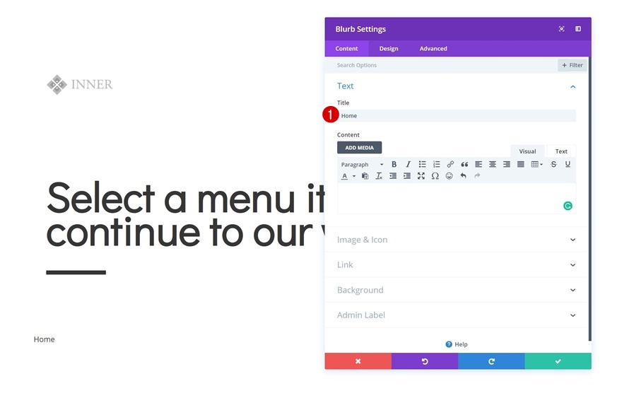 page de navigation des icônes