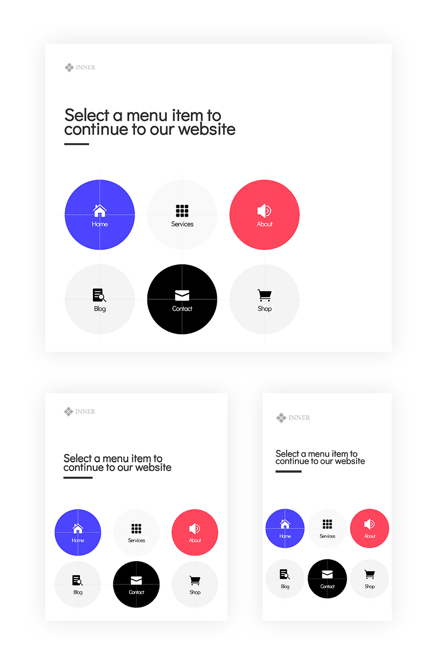 page de navigation des icônes