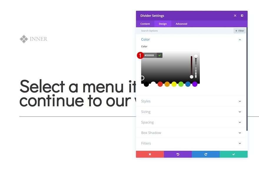 page de navigation des icônes