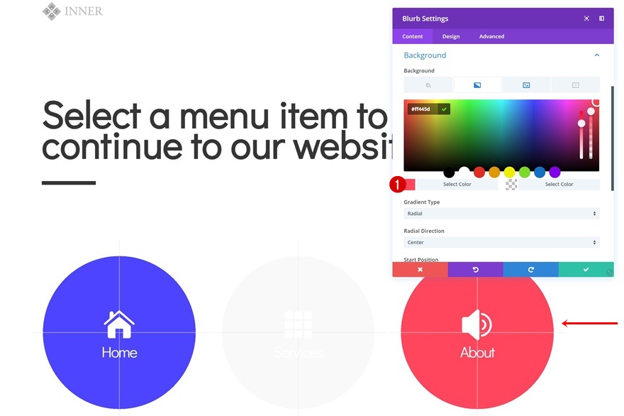 page de navigation des icônes