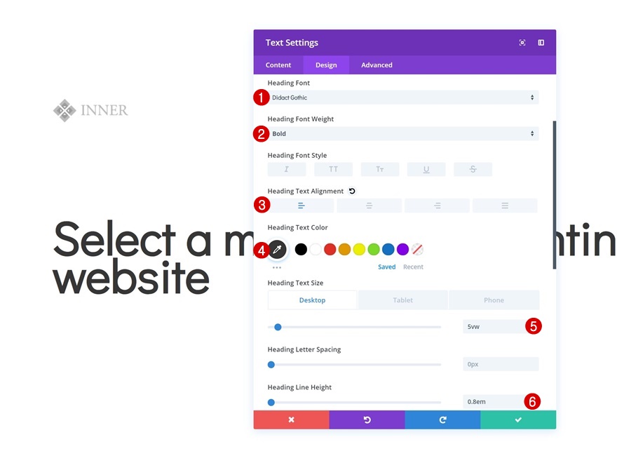 page de navigation des icônes