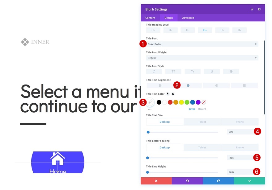 page de navigation des icônes