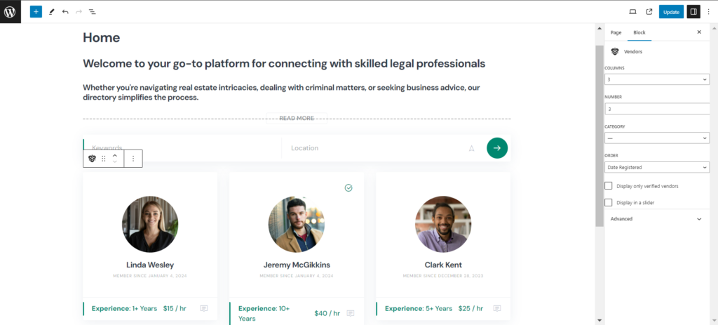 Sito Web di directory degli avvocati WordPress.