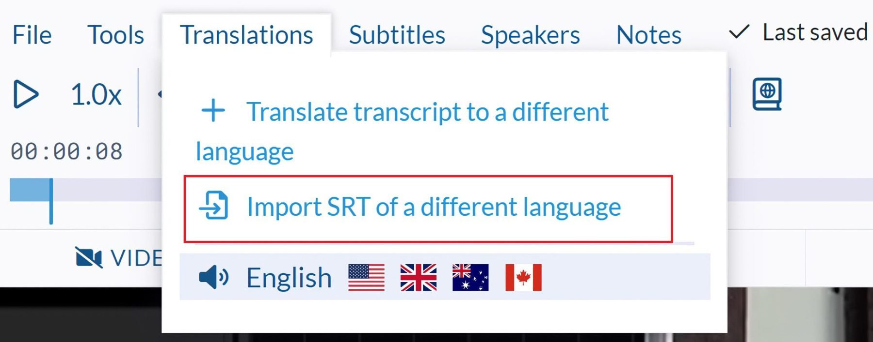 導入翻譯後的 SRT