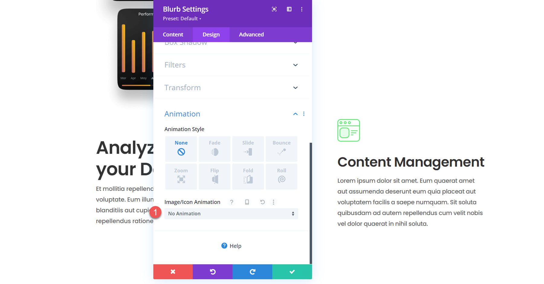 Cum se creează module Blurb plutitoare cu animația pictogramei imagine Divi Blurb