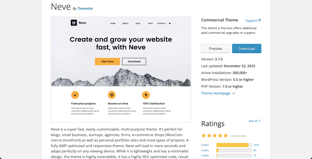 10+ أفضل سمات Elementor WooCommerce مع المقارنة 10 Neve theme for WooCommerce and Elementor