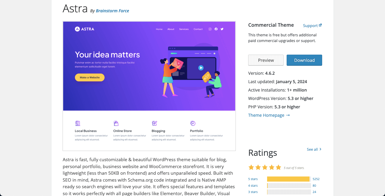 10+ أفضل سمات Elementor WooCommerce مع المقارنة 9 Astra for WooCommerce and Elementor
