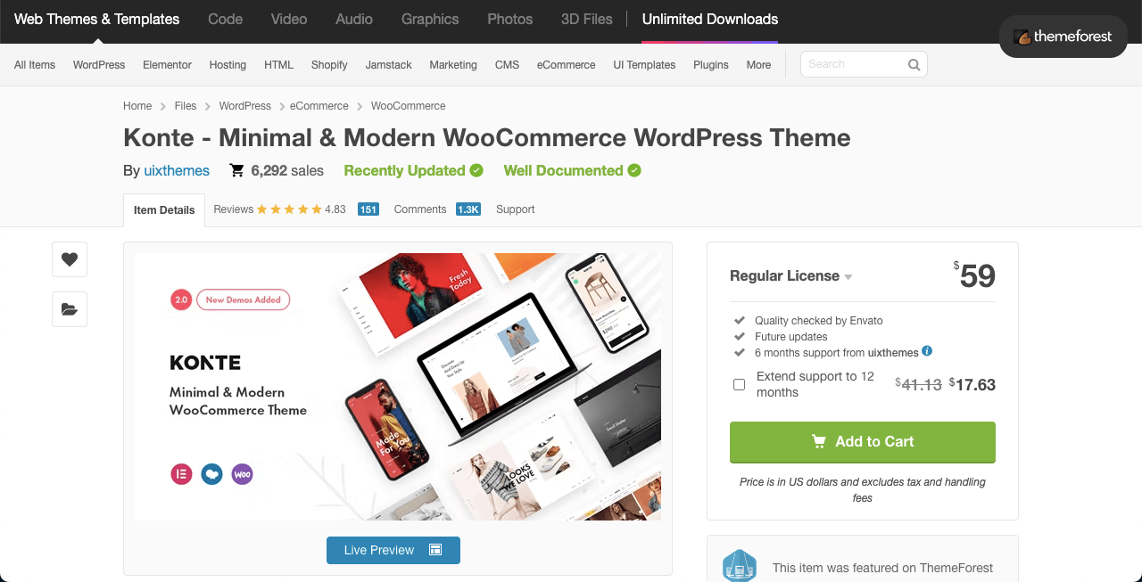 10+ أفضل سمات Elementor WooCommerce مع المقارنة 5 Konte theme for Elementor and WooCommerce