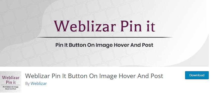Weblizar Pin It 플러그인