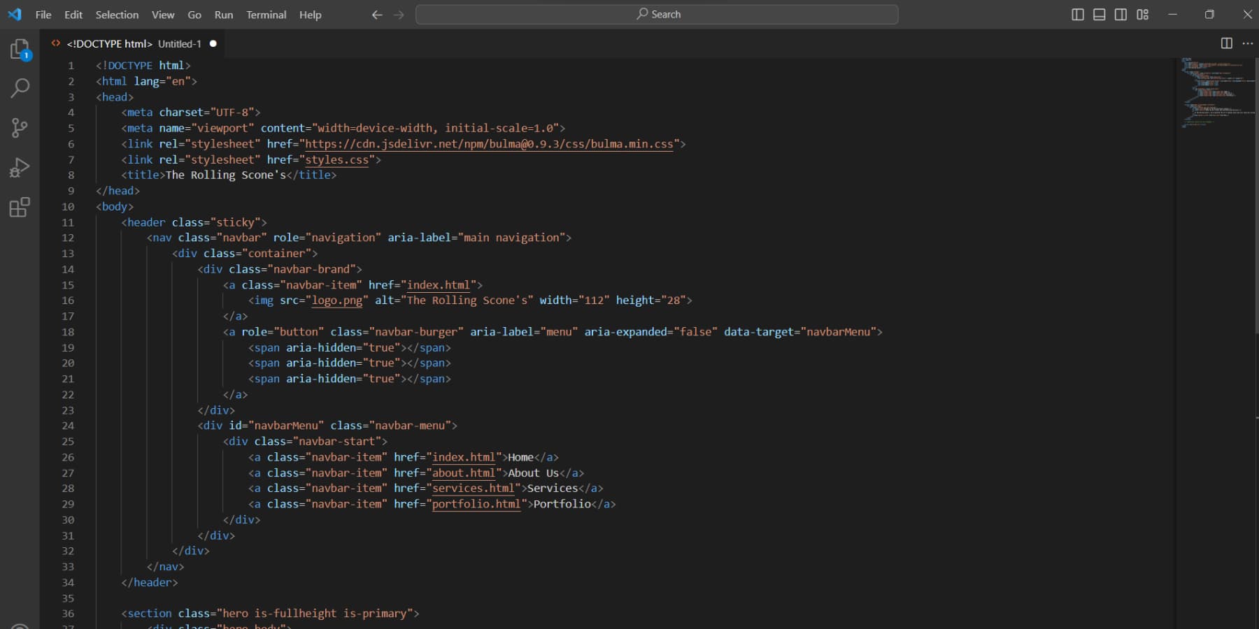 Visual Studio Code 내에서 ChatGPT로 생성된 코드 스크린샷