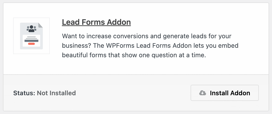 install lead forms addon