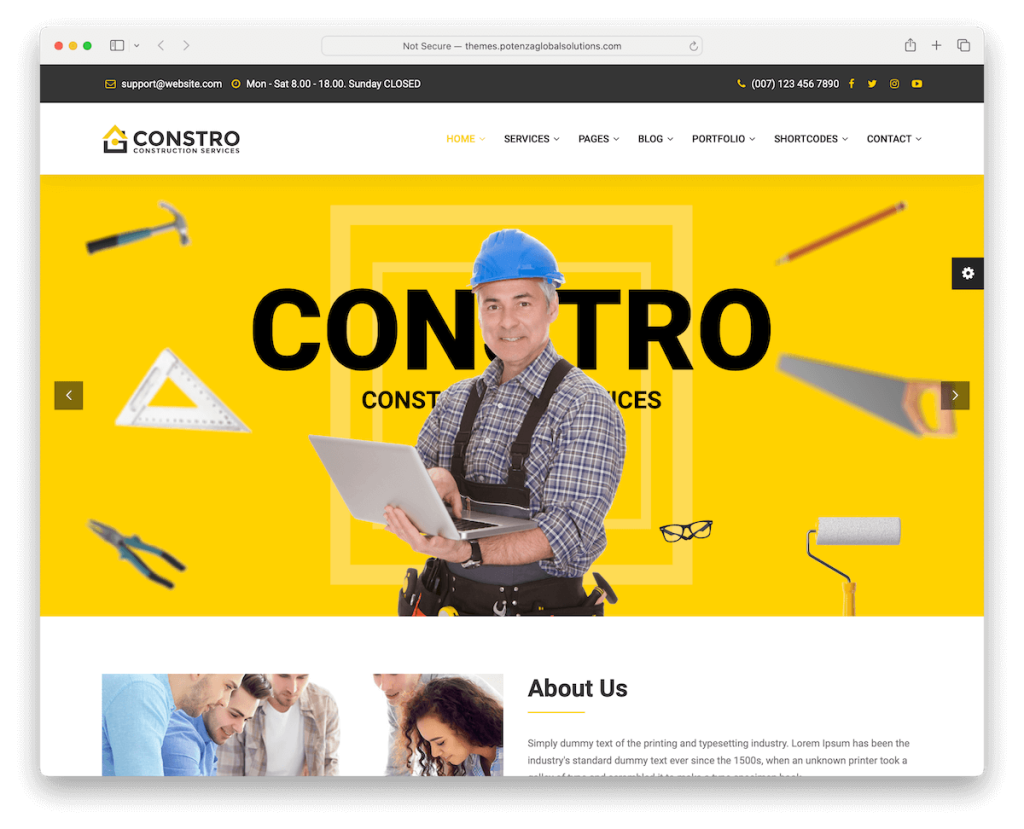 constro tamirci web sitesi şablonu