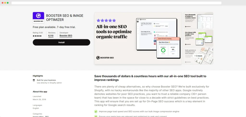 Booster SEO e ottimizzatore di immagini