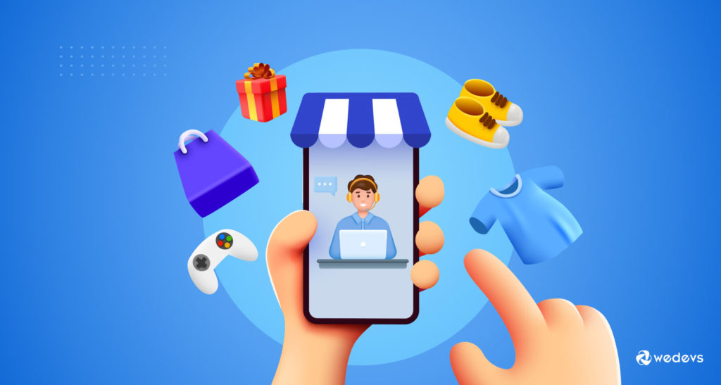 Gambar ini menunjukkan seseorang memberikan layanan pelanggan proaktif