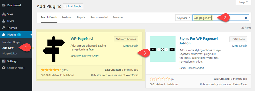 gaya pagination di divi