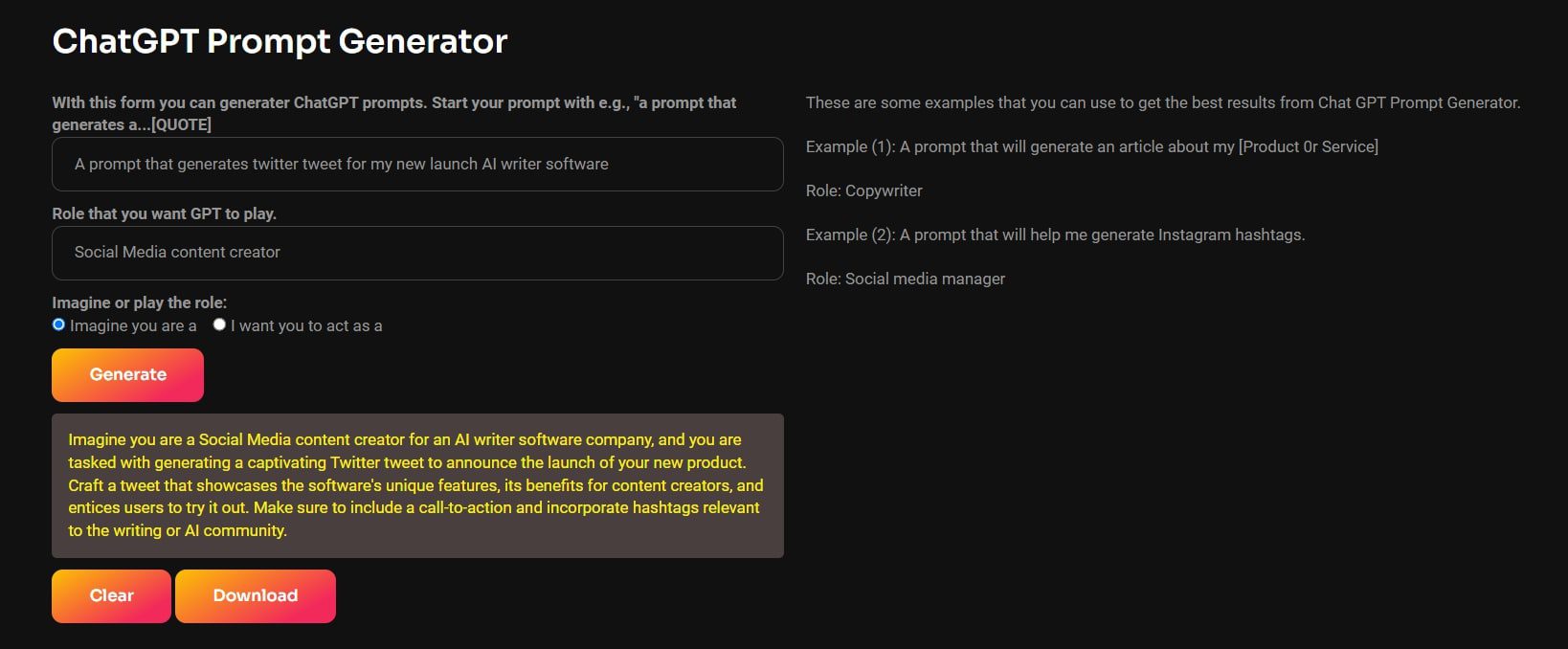 Gerador de prompts ChatX ChatGPT