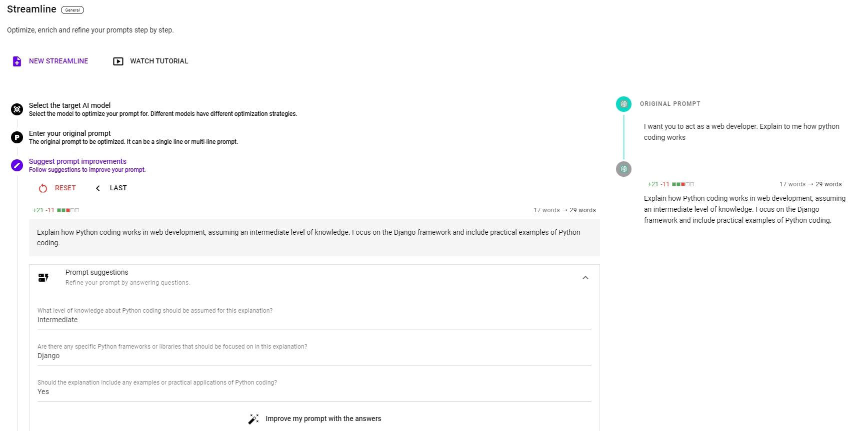 Interface de prompt perfeita