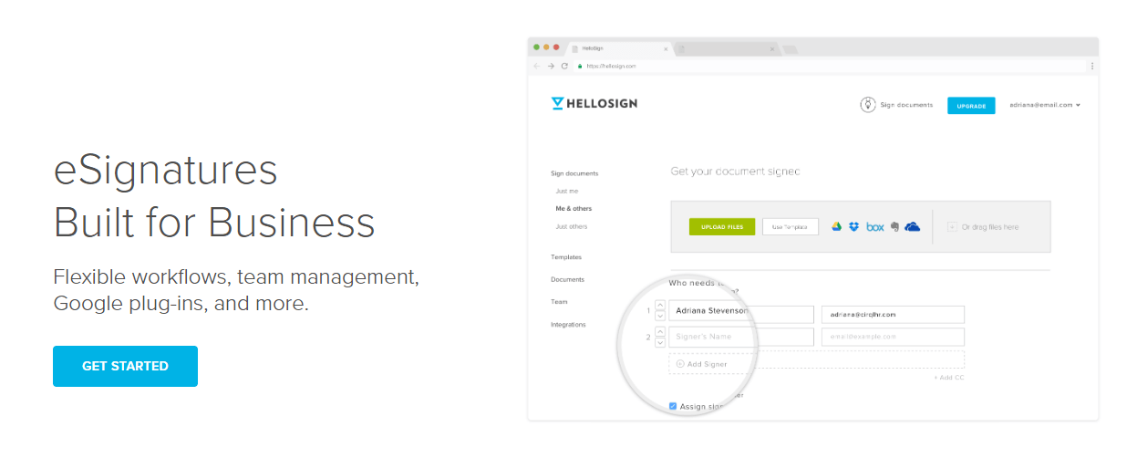 Situs web HelloSign.