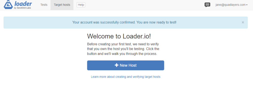 Kredensial pengguna Loader.io