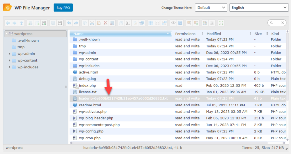 unggah file verifikasi ke folder html publik