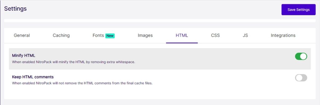 NitroPack HTML Optimizasyonu