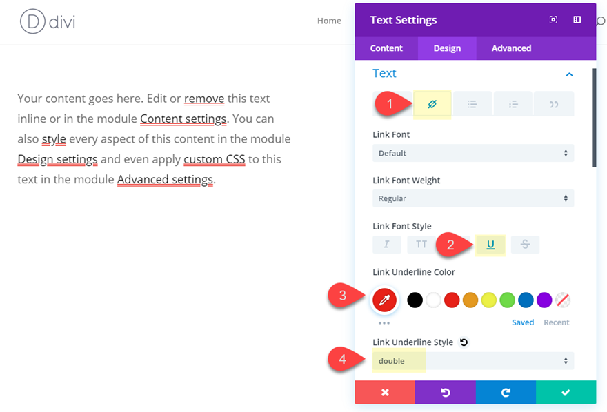 スタイルに下線を引くテキスト
