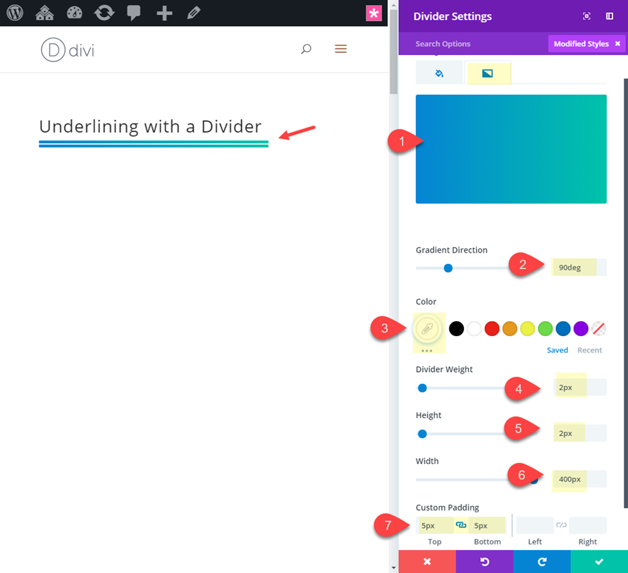スタイルに下線を引くテキスト