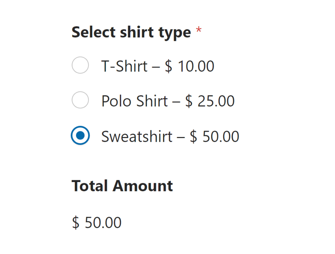 wpforms total amount display