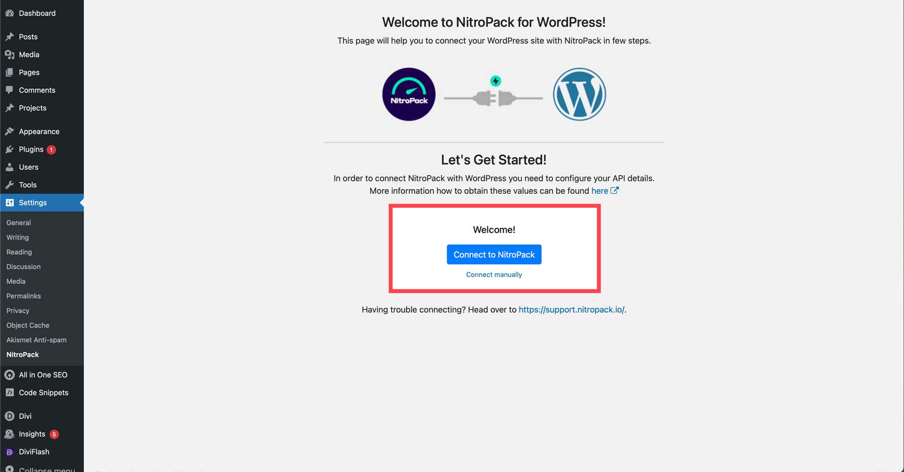 conectar-se ao NitroPack