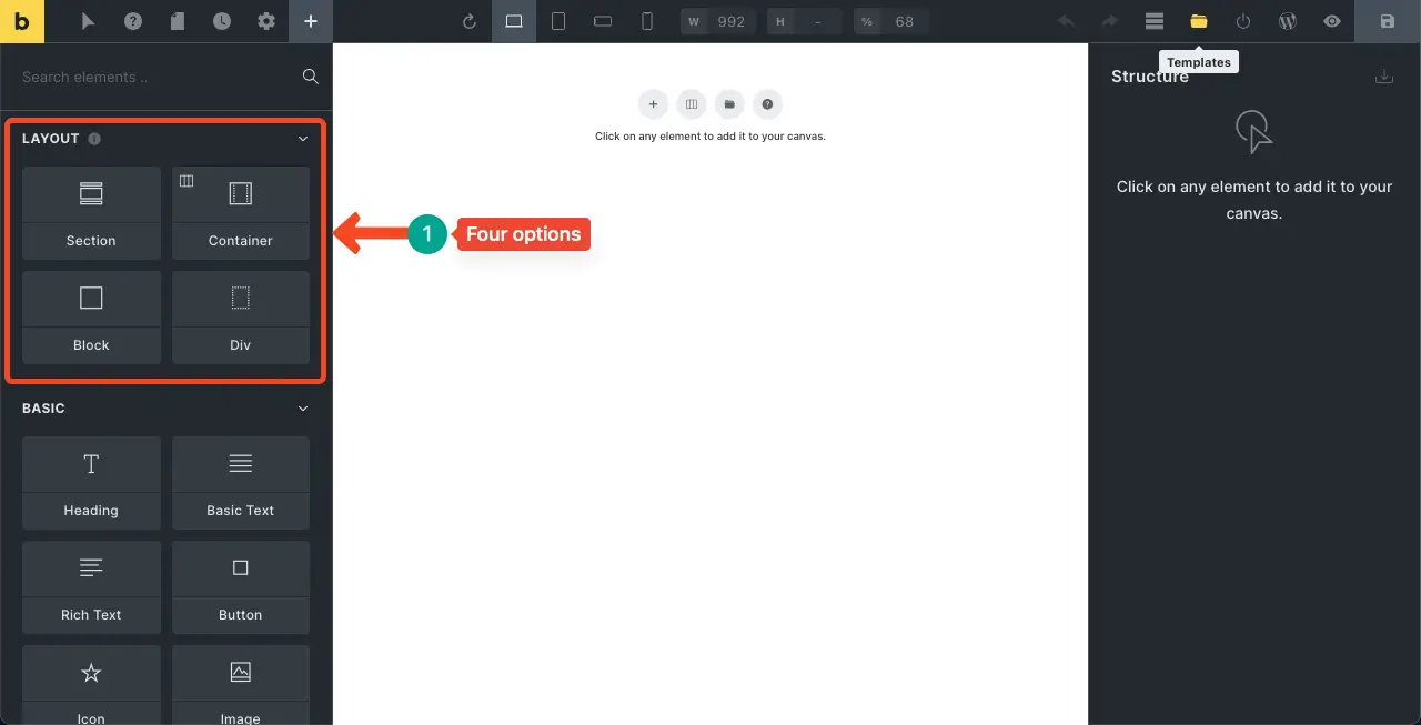 Bricks Builder vs Elementor Pro - Lequel est le meilleur 3 Layout options in Bricks Builder