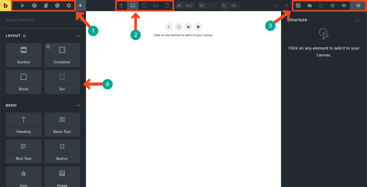 Bricks Builder vs Elementor Pro - Lequel est le meilleur 2 Bricks canvas and design interface