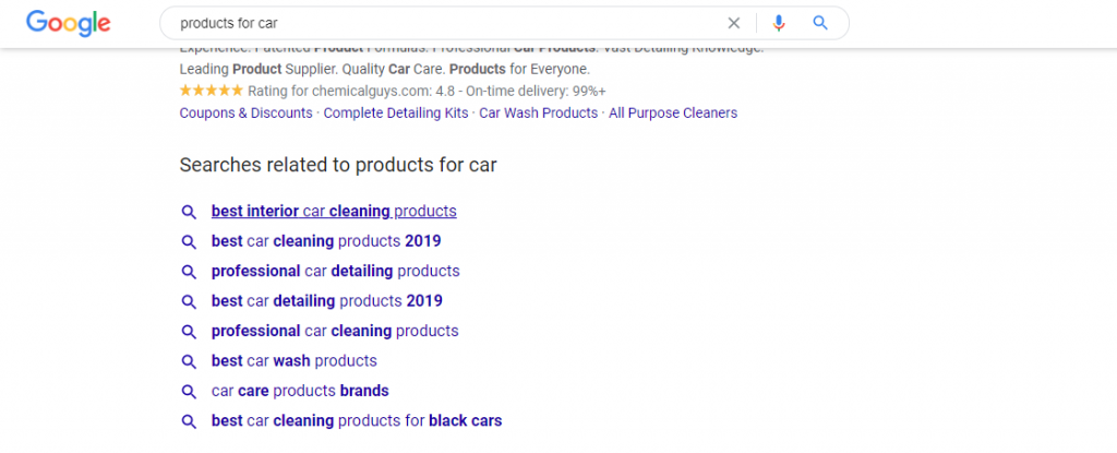 这是 Google SERP 的屏幕截图,显示了相关关键字列表
