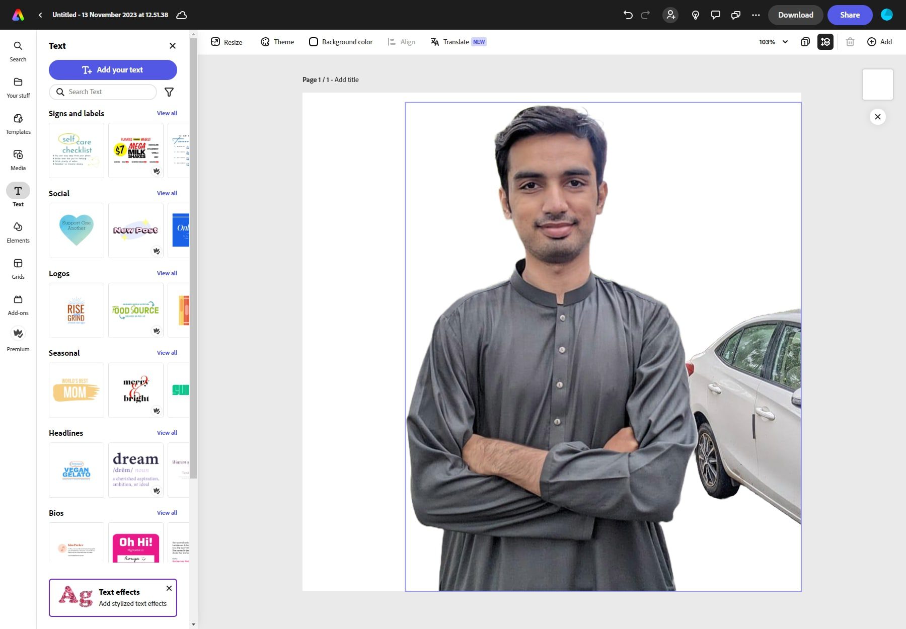 adobe express remover fundo