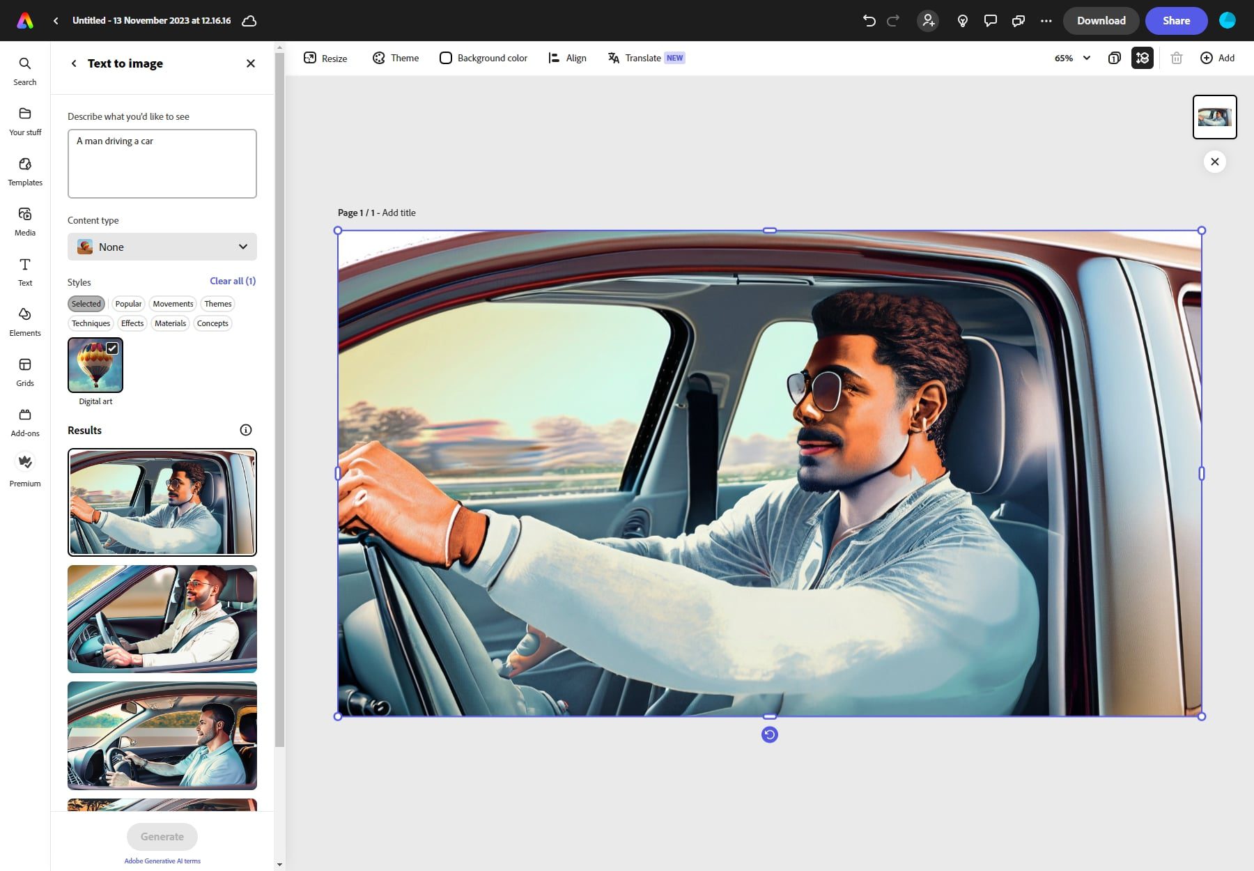 Texto para imagem do Adobe Express