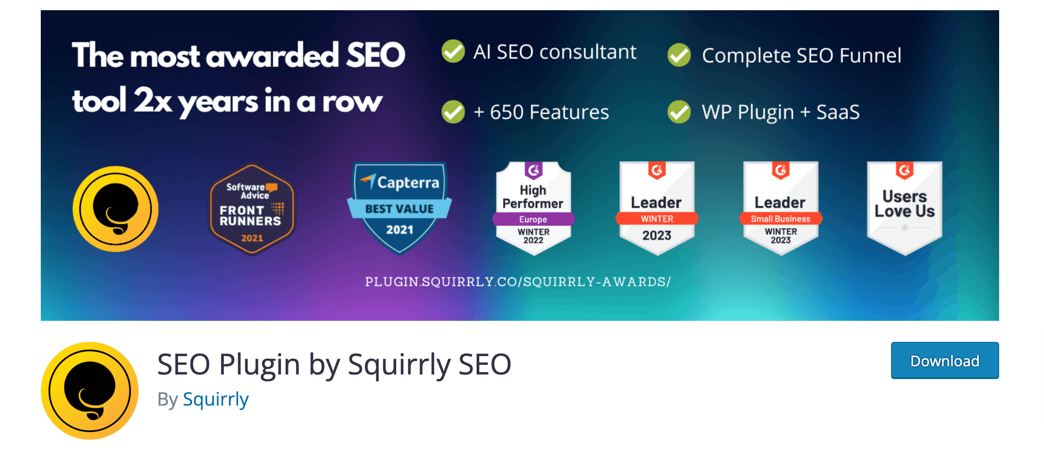 Это скриншот плагина SEO от Squirrly SEO.
