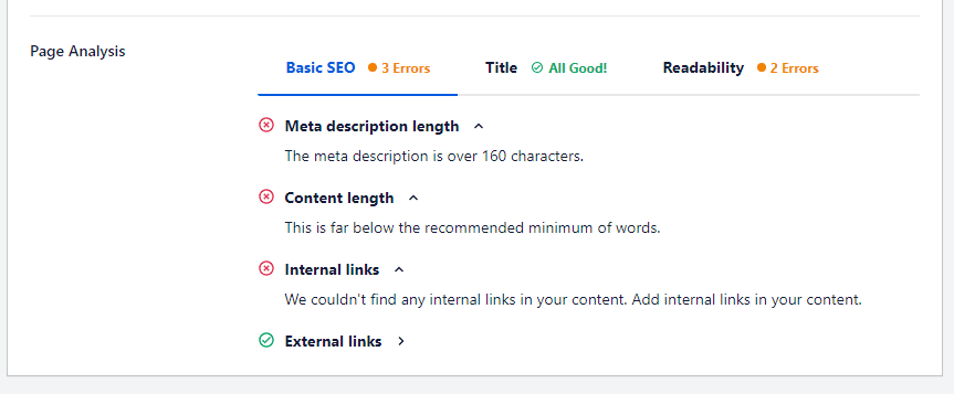 تحليل الصفحة - الكل في واحد SEO مقابل Yoast