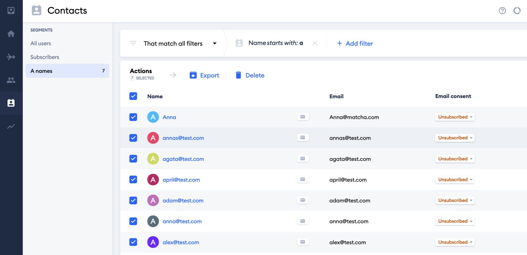 Segmentación y listas de contactos de Tidio Email Marketing